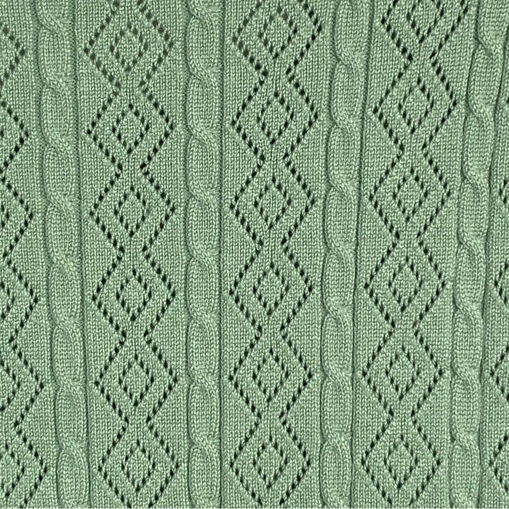 Adrianna Papell M Short Sleeve Mint Green Pastel Pointelle Knit Top - Picture 5 of 8